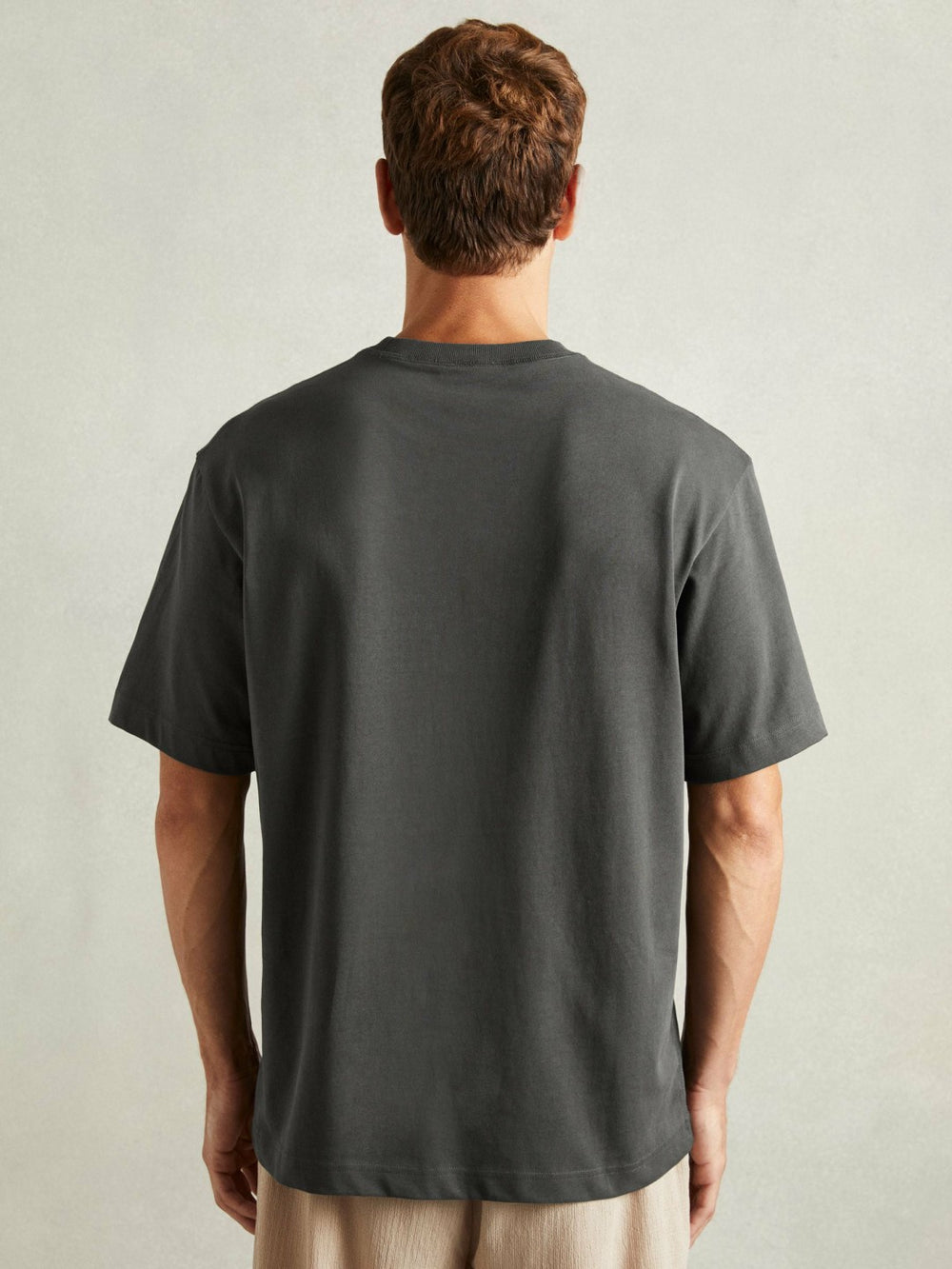 Reiss | Cotton Garment-Dyed Oversized T-Shirt in Washed Black