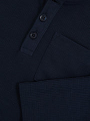 Reiss | 3-9 yrs Cotton-Blend Waffle Henley T-Shirt in Navy
