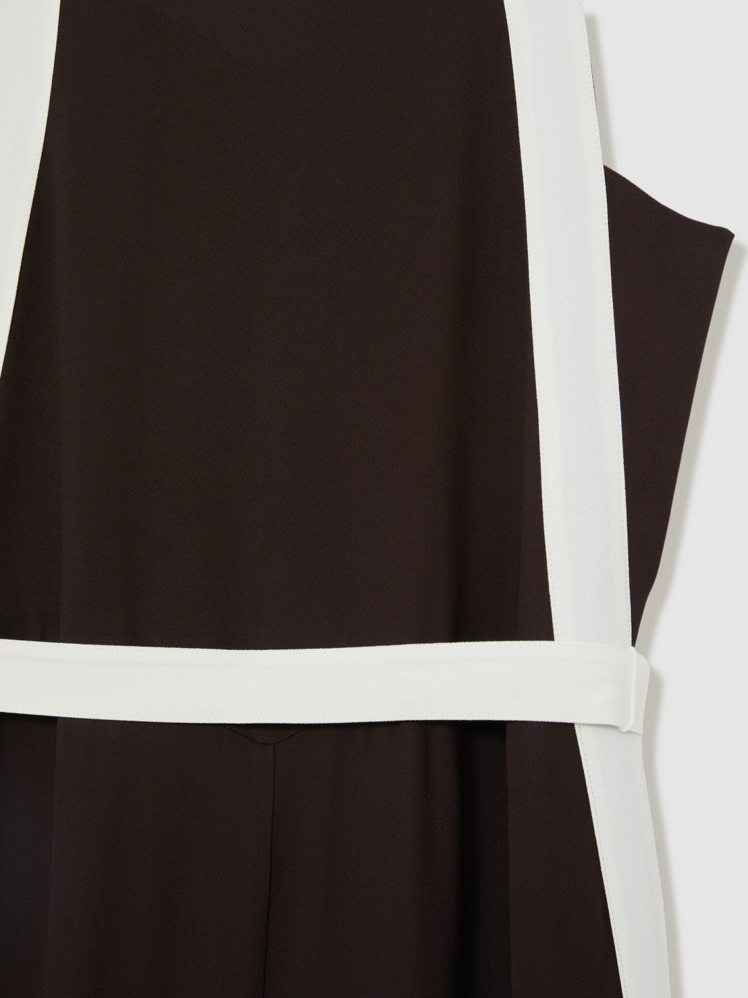 Reiss | Colourblock Wide Leg Belted Jumpsuit in Chocolate/Cream