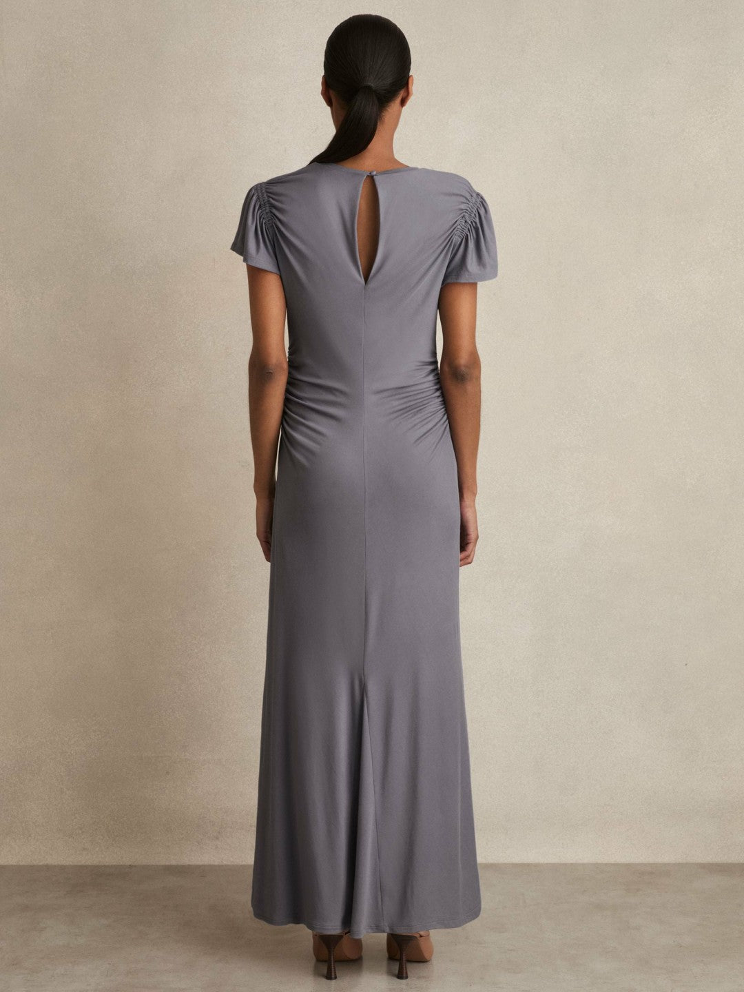 Reiss | Modal Blend Ruched Jersey Dress in Grey