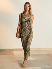 Reiss | | NYBG Floral Ruched Jersey Dress in Khaki