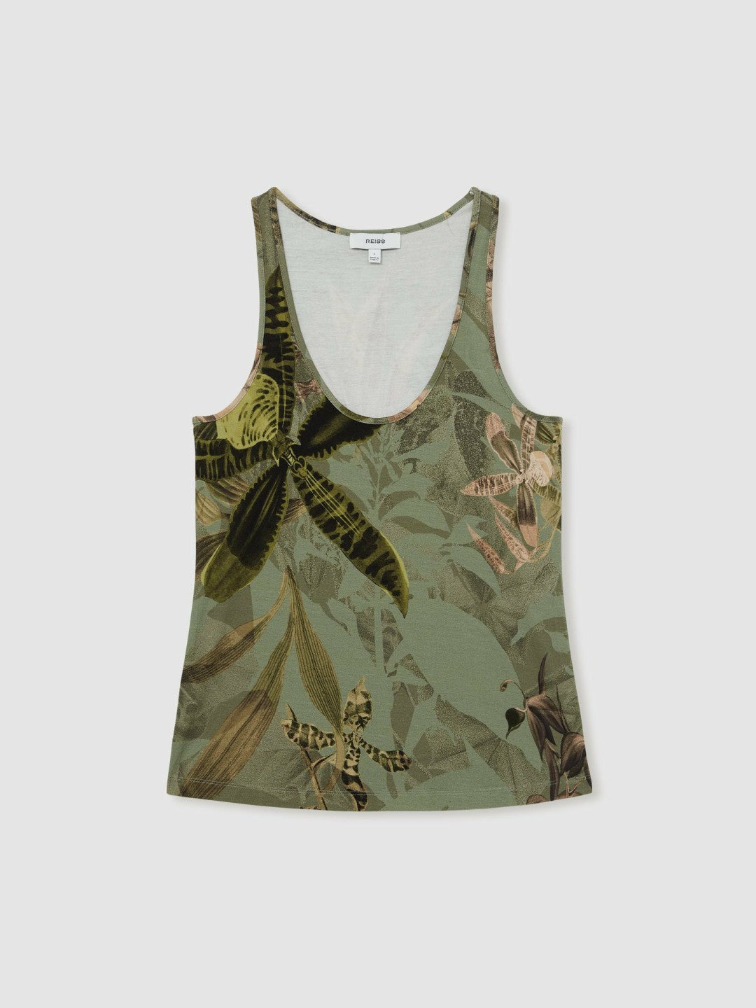 Reiss | | NYBG Floral Scoop-Neck Vest in Khaki