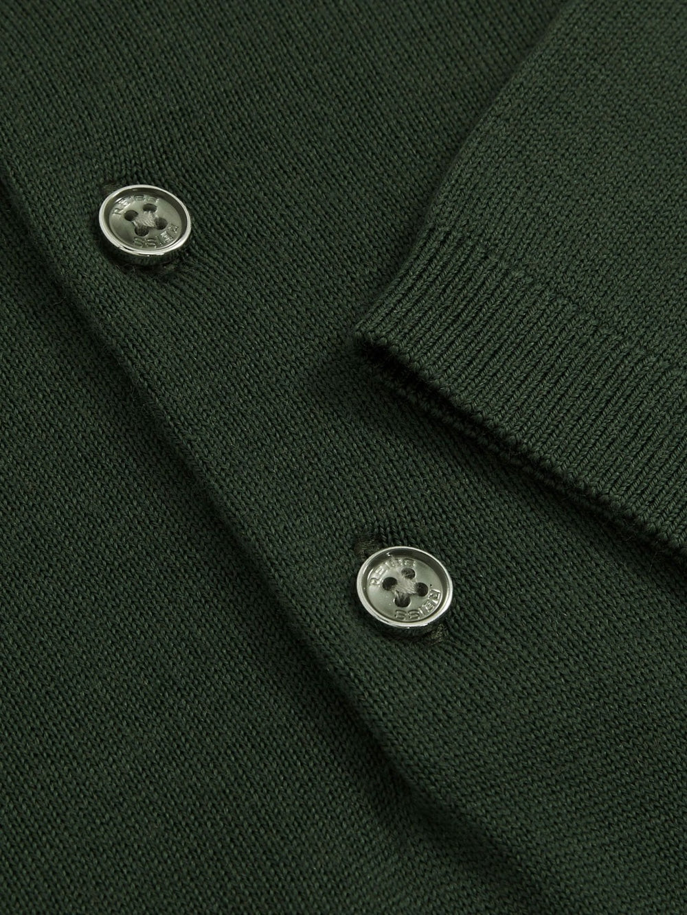 Reiss | Merino Wool Short-Sleeve Polo Shirt in Kale Green