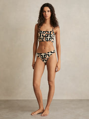 Reiss | Chain Print Bikini Bottoms in Brown/Cream