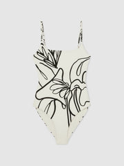 Reiss | | NYBG Floral Graffiti Swimsuit in Ivory