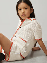 Reiss | 13-14 yrs McLaren F1 Team Crochet Shorts in Off White/Orange