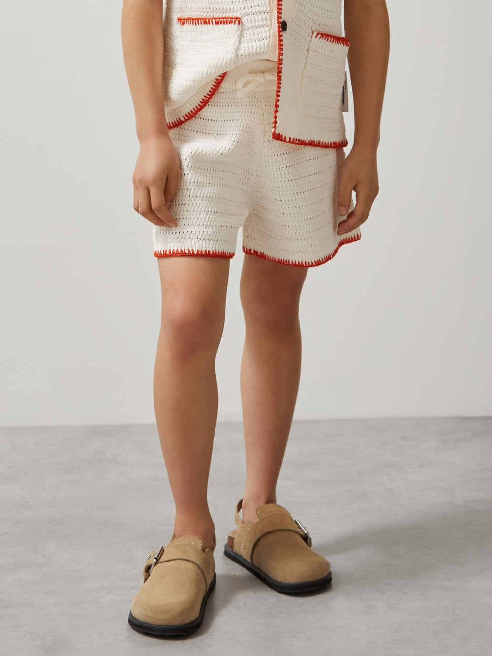 Reiss | 3-9 yrs McLaren F1 Team Crochet Shorts in Off White/Orange