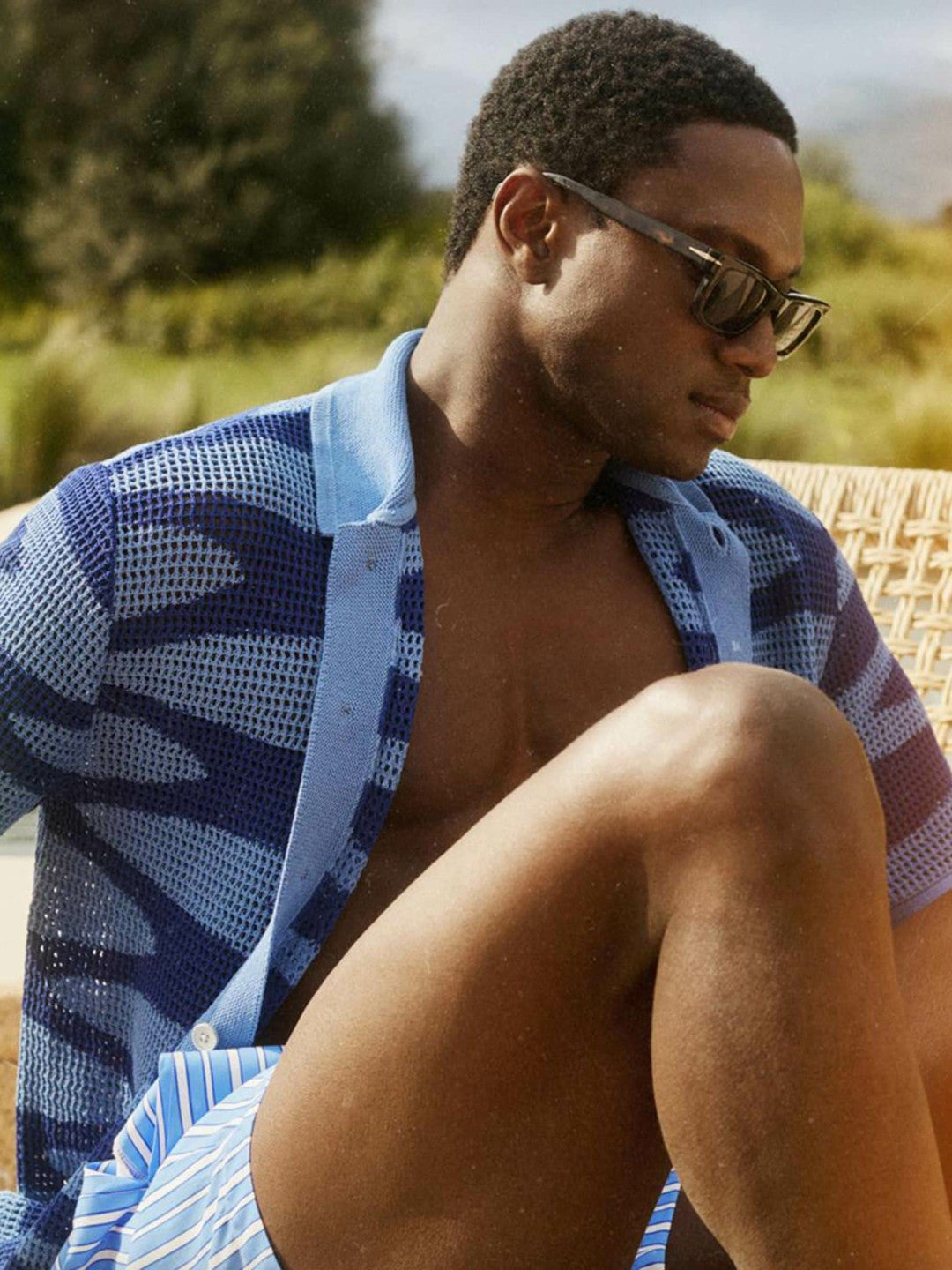 Reiss | | Ché Wave Crochet Shirt in Blue