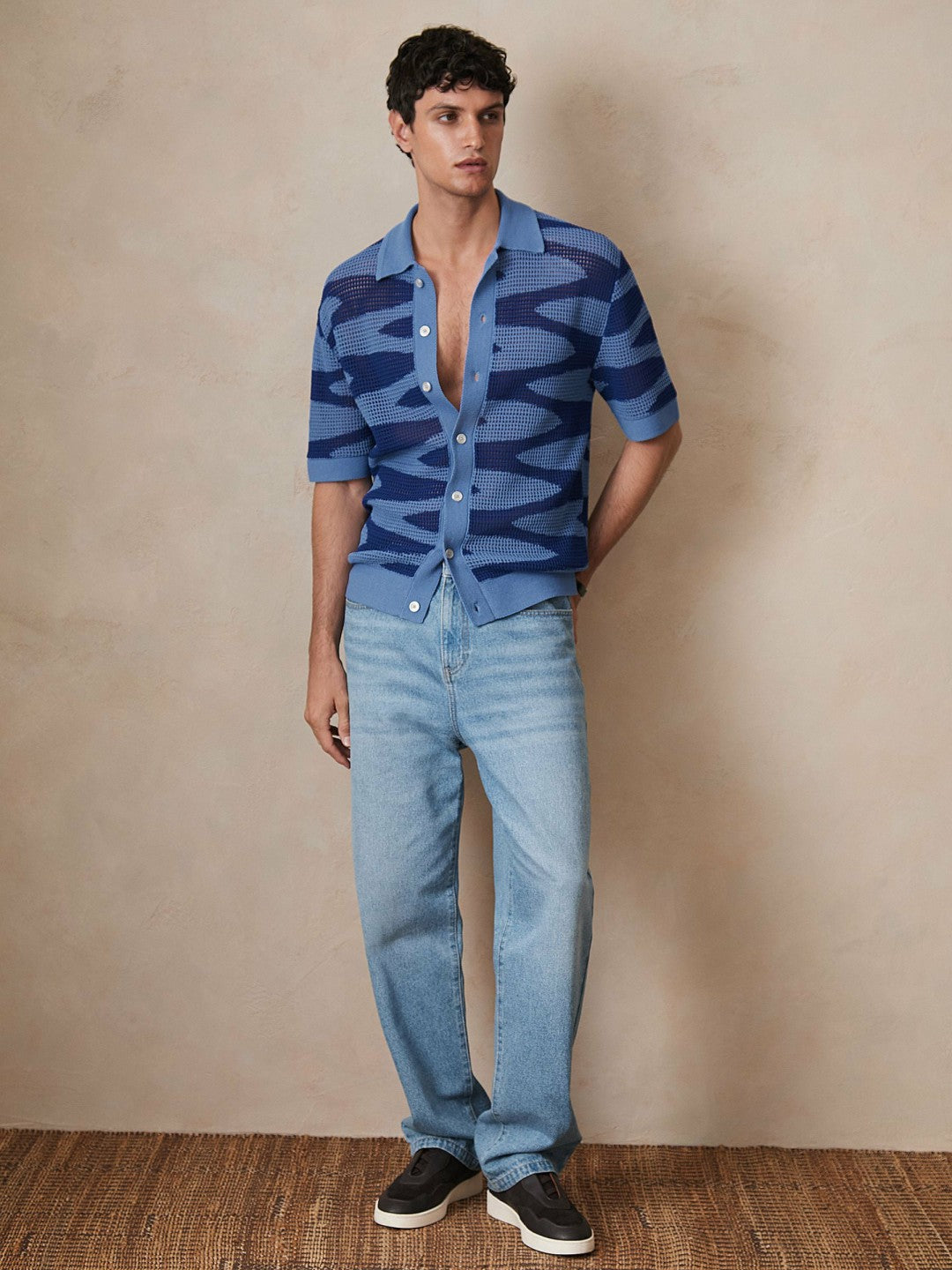 Reiss | | Ché Wave Crochet Shirt in Blue