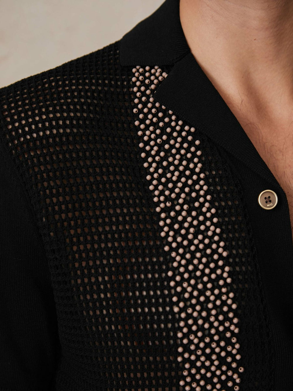 Reiss | | Ché Beaded Crochet Shirt in Black