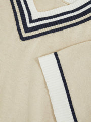 Reiss | 9-13 yrs Cotton-Linen Knit V-Neck Cricket Top in Neutral