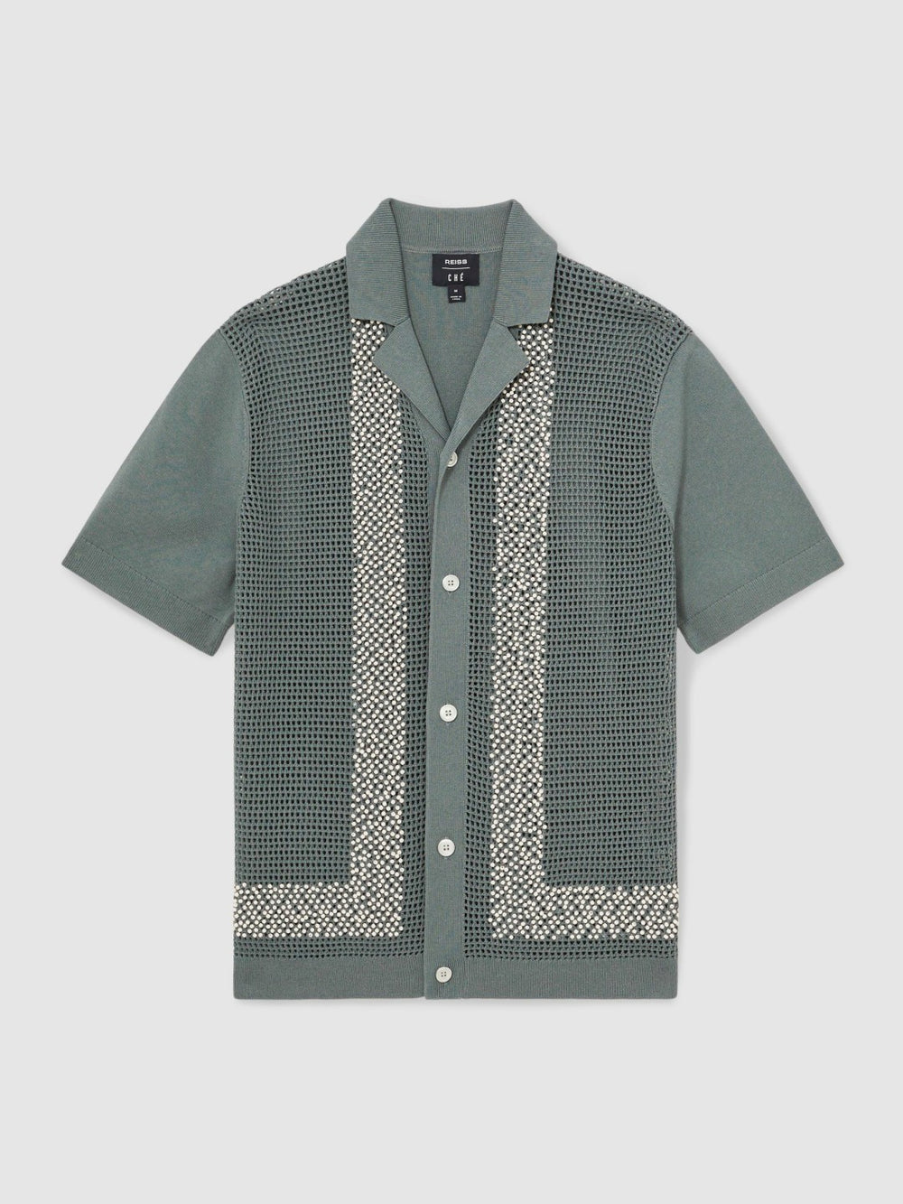 Reiss | | Ché Beaded Crochet Shirt in Sage