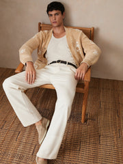 Reiss | | Ché Motif-Embroidered Cardigan in Camel