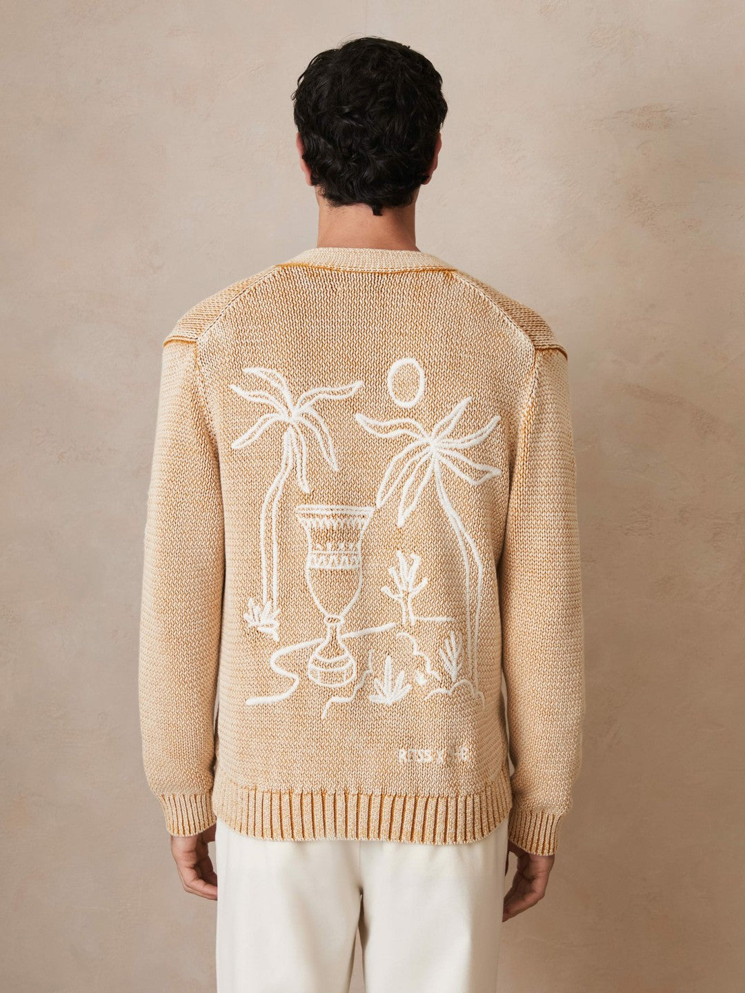 Reiss | | Ché Motif-Embroidered Cardigan in Camel