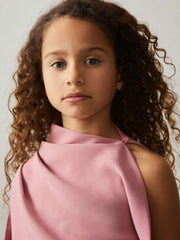Reiss | 9-13 yrs One-Shoulder Draped Dress in Pink