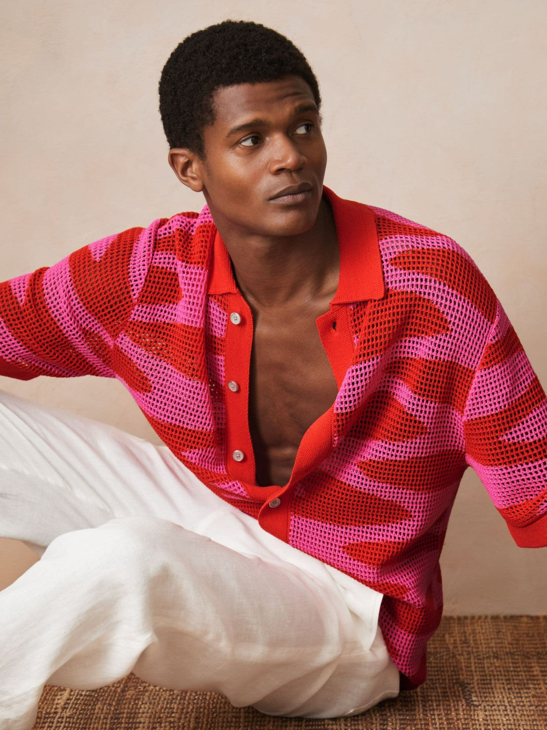 Reiss | | Ché Wave Crochet Shirt in Pink