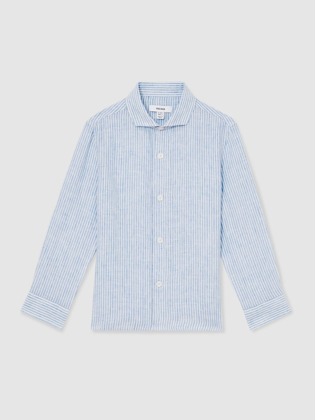 Reiss | 13-14 yrs Linen Cutaway Collar Shirt in Blue/White Stripe