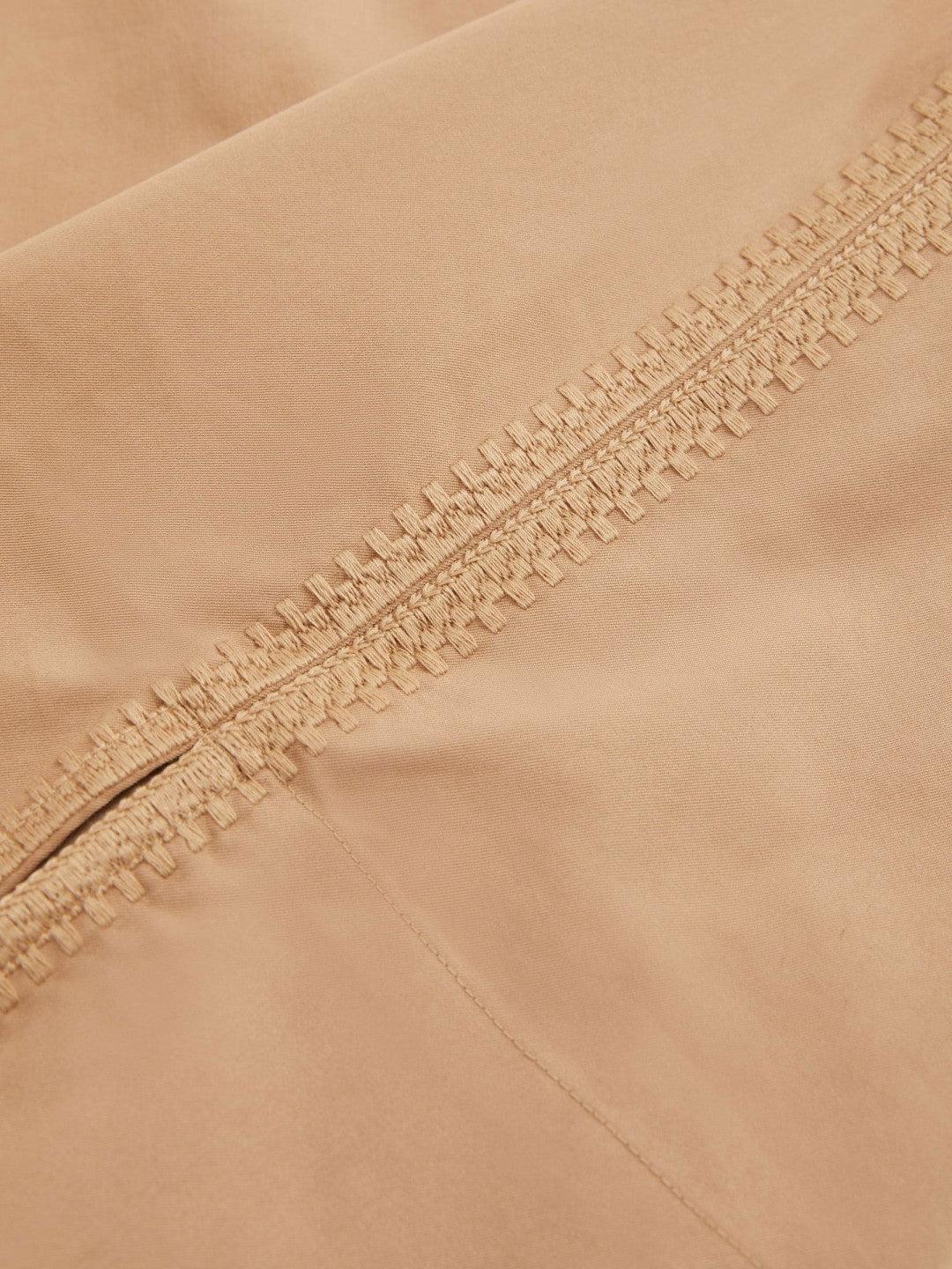Reiss | Cotton Blend Craft Stitch Collared Top in Camel