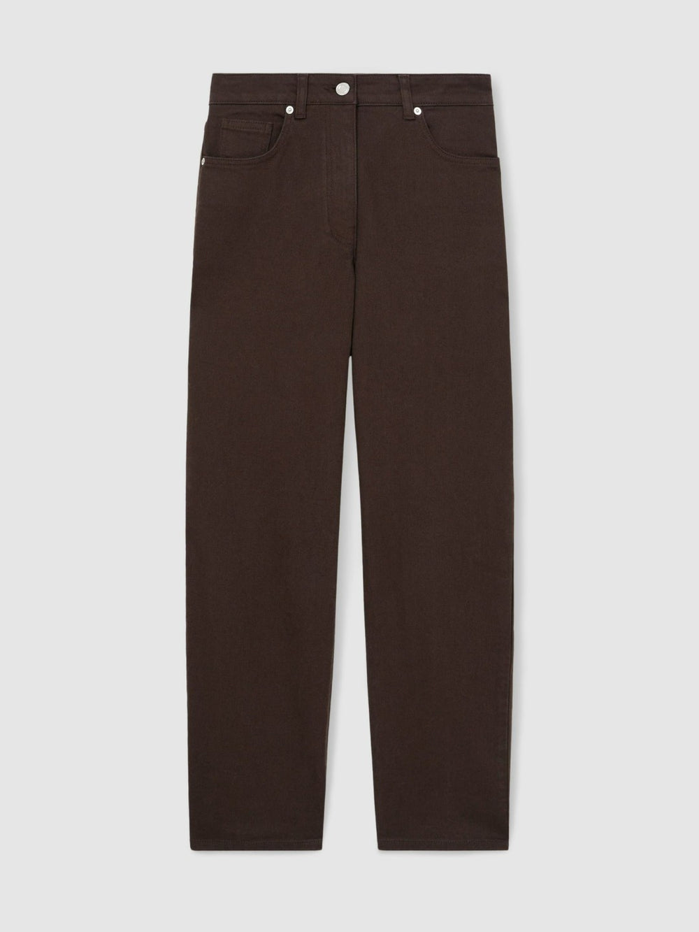 Reiss | Petite Mid-Rise Straight-Leg Jeans in Chocolate