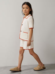 Reiss | 3-9 yrs McLaren F1 Team Crochet Shirt in Off White/Orange