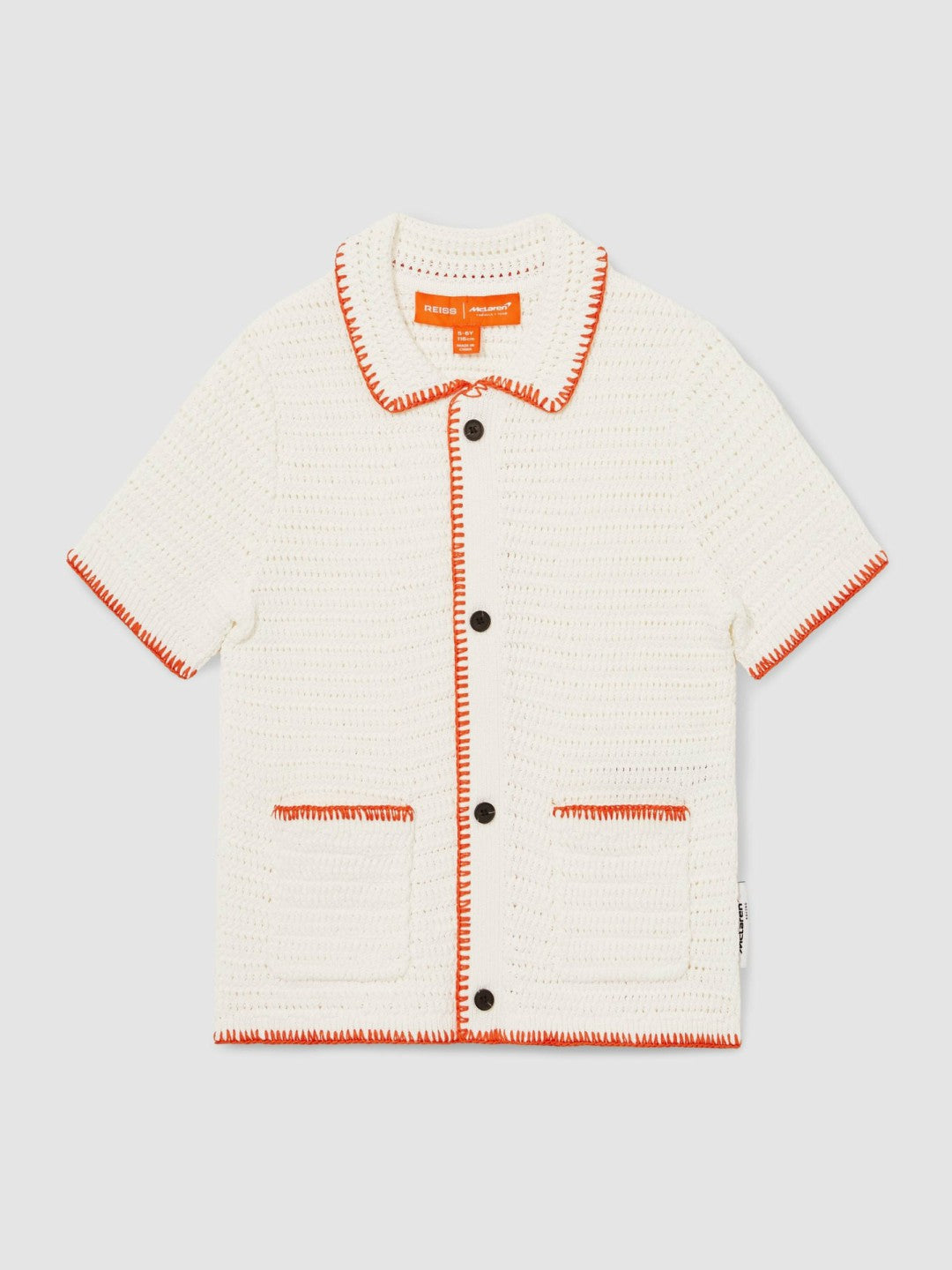 Reiss | 9-13 yrs McLaren F1 Team Crochet Shirt in Off White/Orange