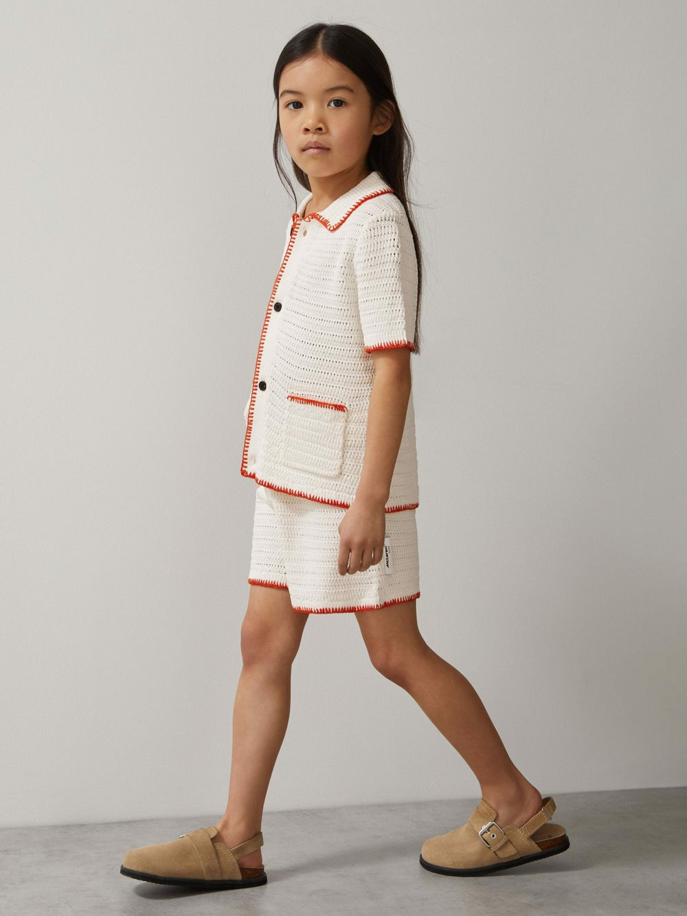 Reiss | 9-13 yrs McLaren F1 Team Crochet Shirt in Off White/Orange