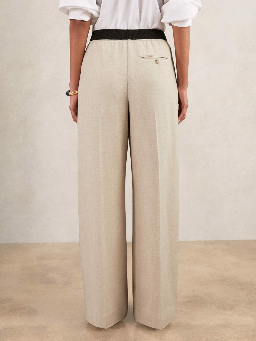 Reiss | Petite Wide-Leg Elasticated-Waist Trousers in Neutral