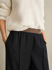 Reiss | Wide-Leg Elasticated-Waist Trousers in Navy