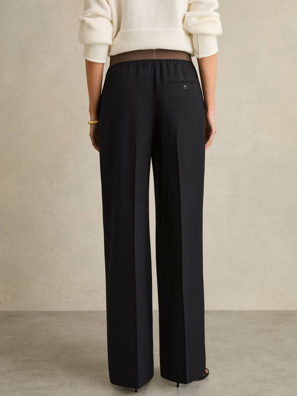 Reiss | Wide-Leg Elasticated-Waist Trousers in Navy