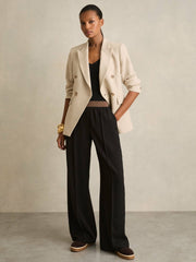 Reiss | Wide-Leg Elasticated-Waist Trousers in Black