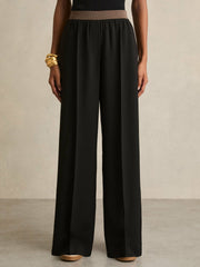 Reiss | Wide-Leg Elasticated-Waist Trousers in Black