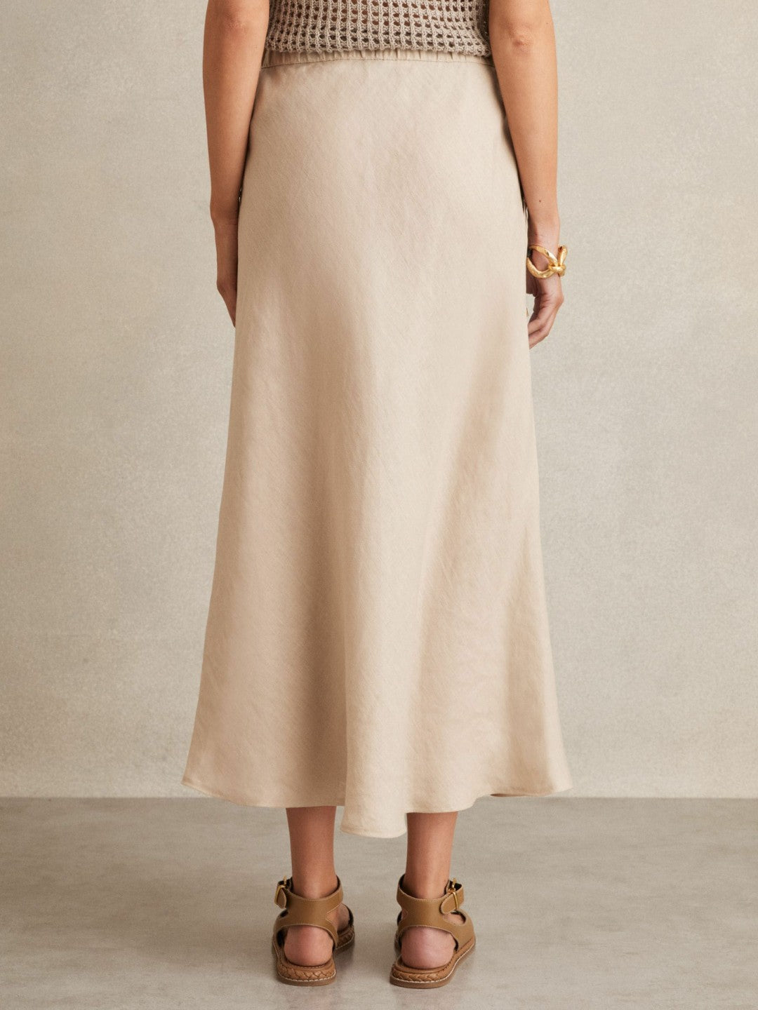 Reiss | Slip Midi Skirt in Neutral