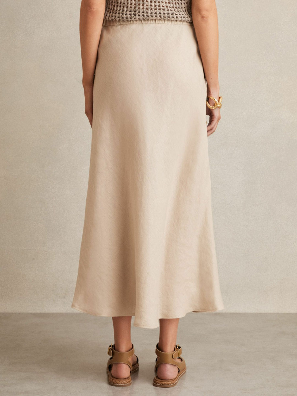 Reiss | Slip Midi Skirt in Neutral