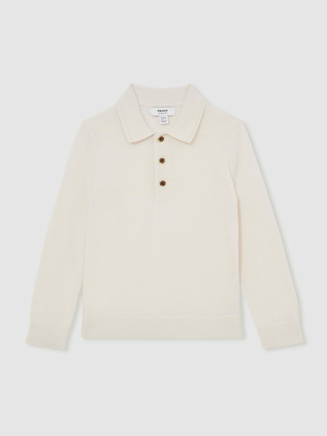 Reiss | 4-9 yrs Merino Wool Long-Sleeve Polo Shirt in Snow