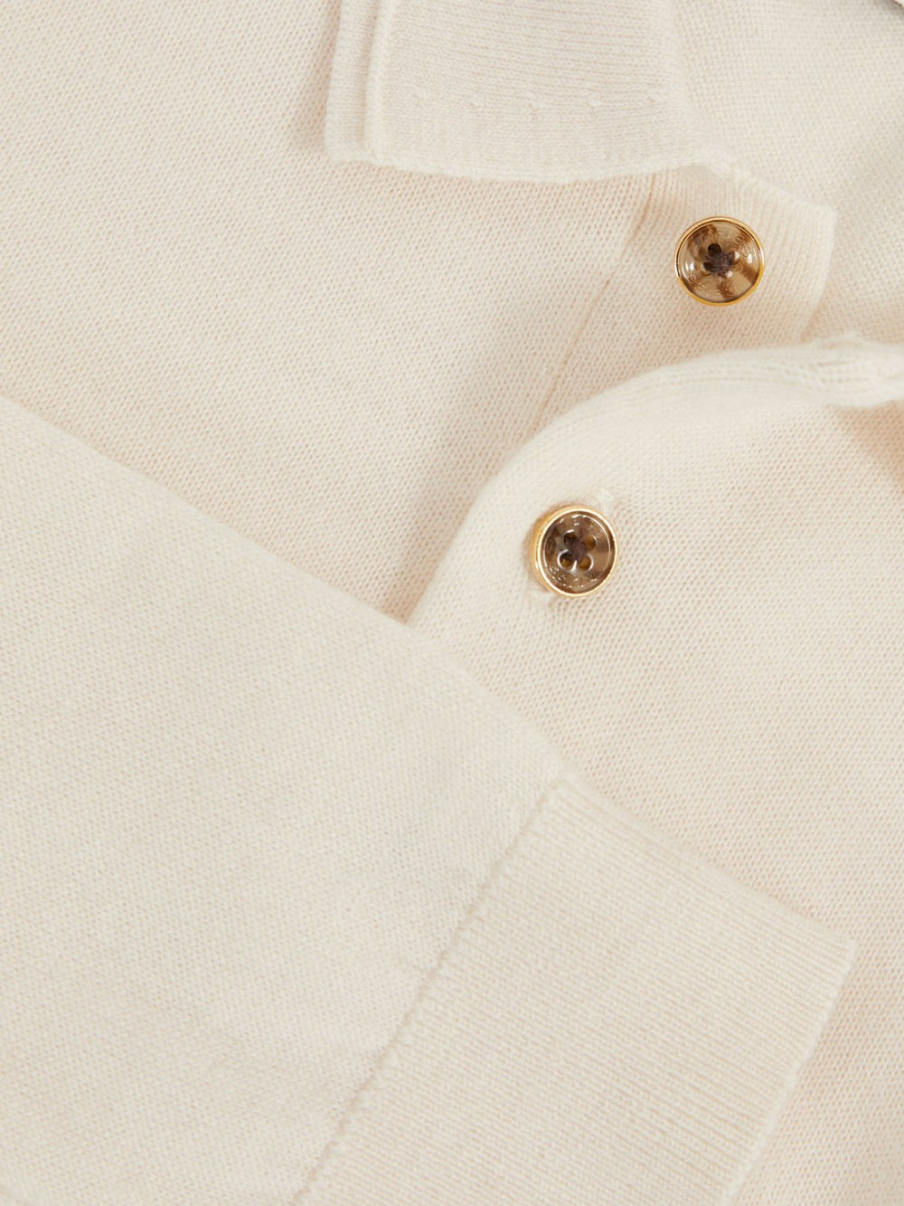 Reiss | 4-9 yrs Merino Wool Long-Sleeve Polo Shirt in Snow