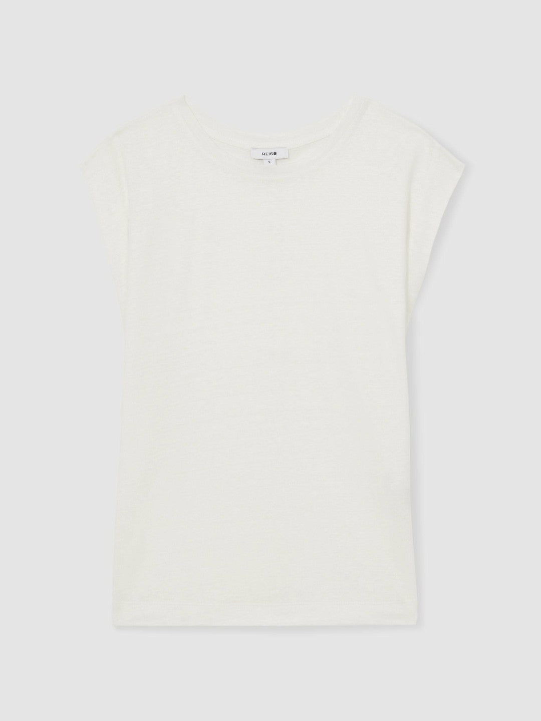 Reiss | Linen Cap-Sleeve T-Shirt in White