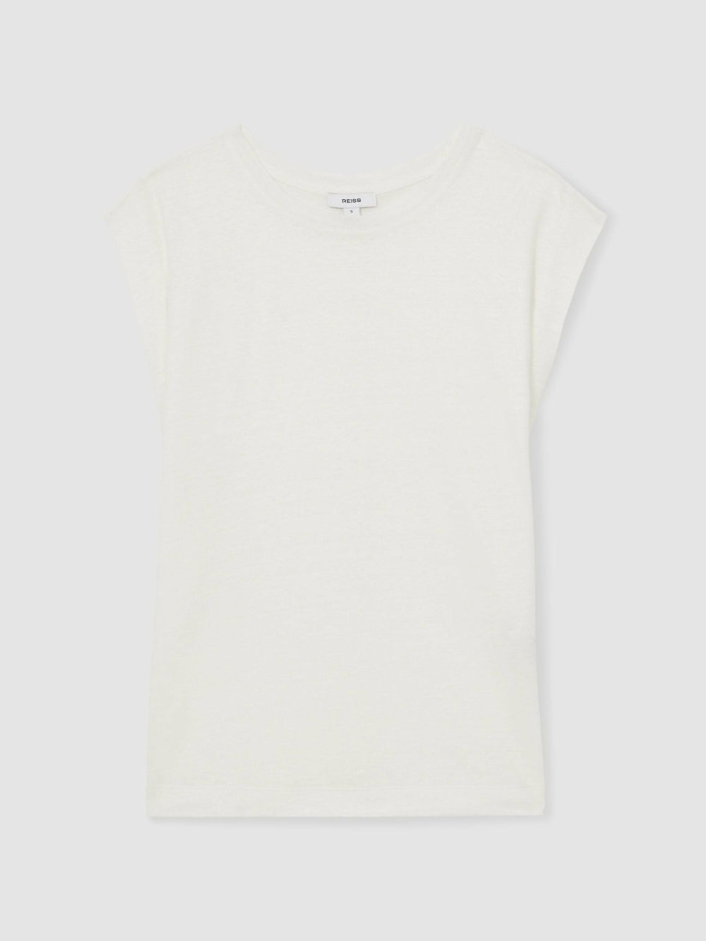 Reiss | Linen Cap-Sleeve T-Shirt in White
