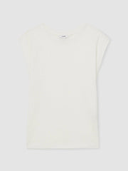 Reiss | Linen Cap-Sleeve T-Shirt in White