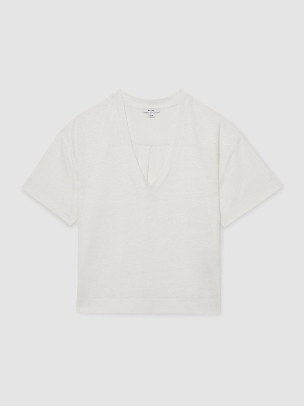 Reiss | Linen V-Neck T-Shirt in White