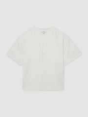 Reiss | Linen V-Neck T-Shirt in White