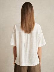 Reiss | Linen V-Neck T-Shirt in White