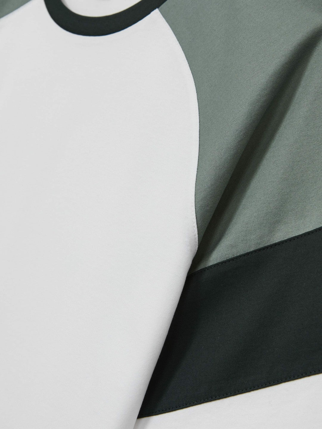 Reiss | Mercerised-Cotton Colourblock T-Shirt in White/Sage