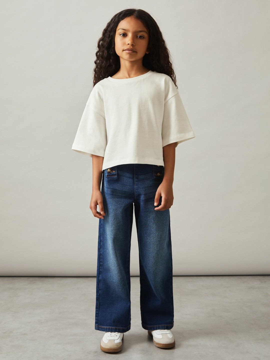 Reiss | 4-9 yrs Oversize Cotton Cropped T-Shirt in Ivory