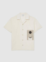 Reiss | Graphic Print Cuban-Collar Shirt in White