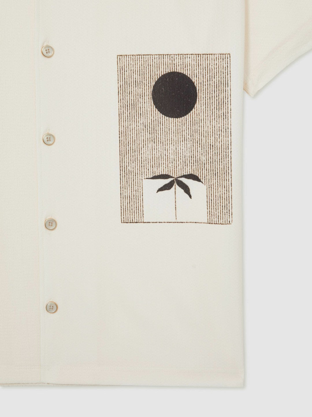 Reiss | Graphic Print Cuban-Collar Shirt in White