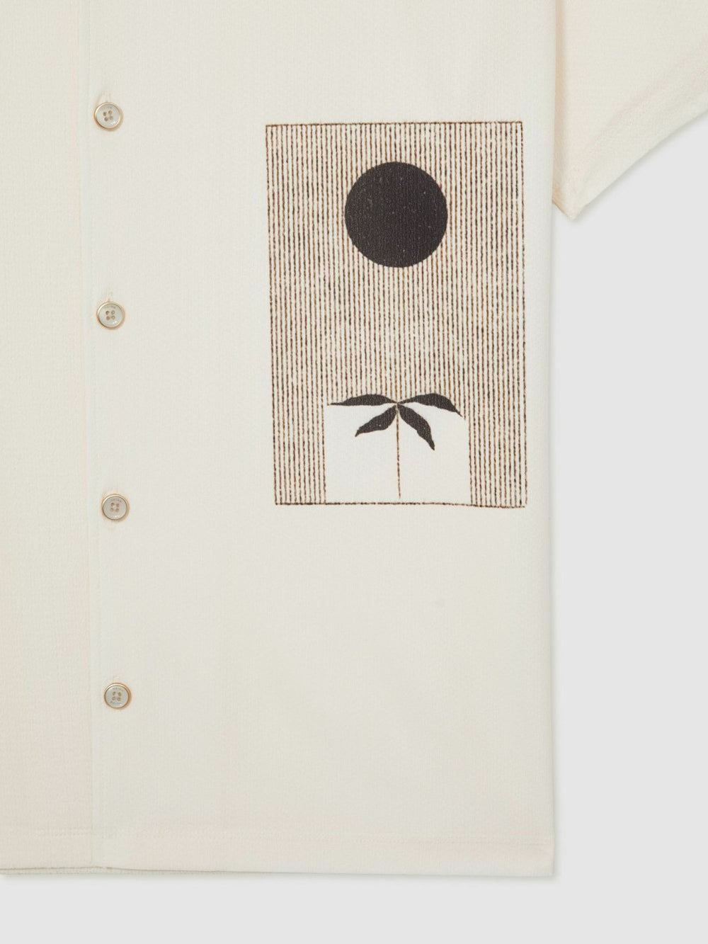 Reiss | Graphic Print Cuban-Collar Shirt in White