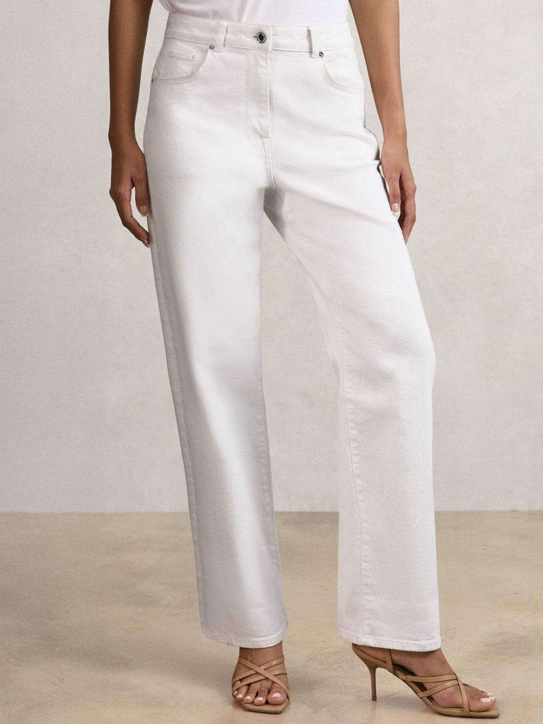 Reiss | Petite Mid-Rise Straight-Leg Jeans in White