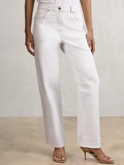 Reiss | Petite Mid-Rise Straight-Leg Jeans in White