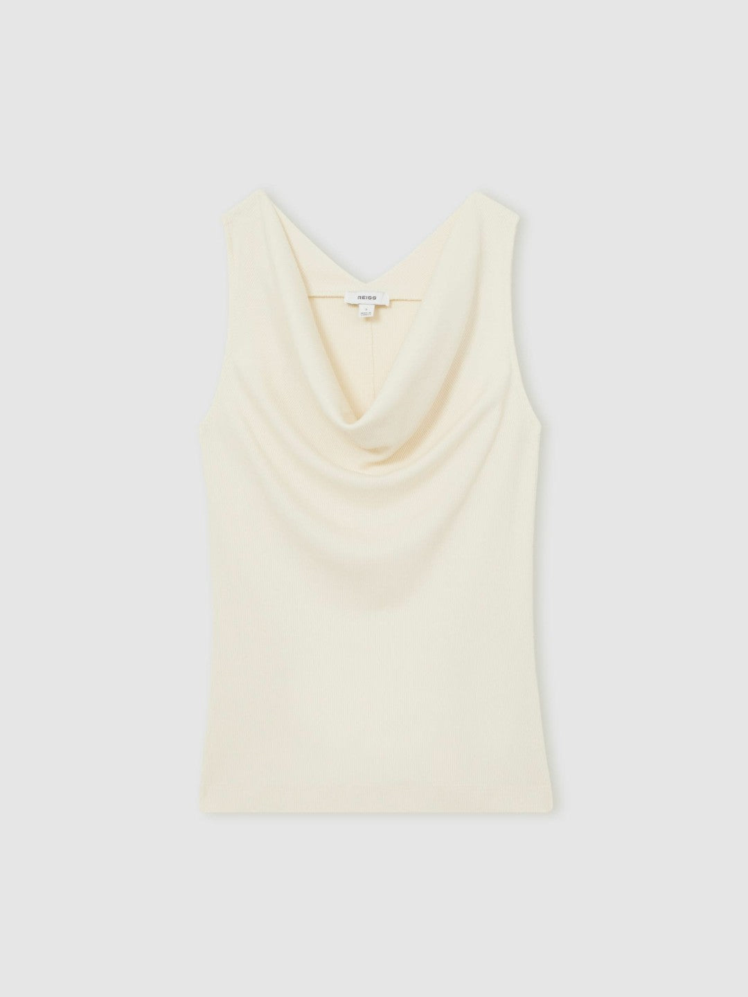 Reiss | Ribbed Cowl-Neck Vest in Ivory
