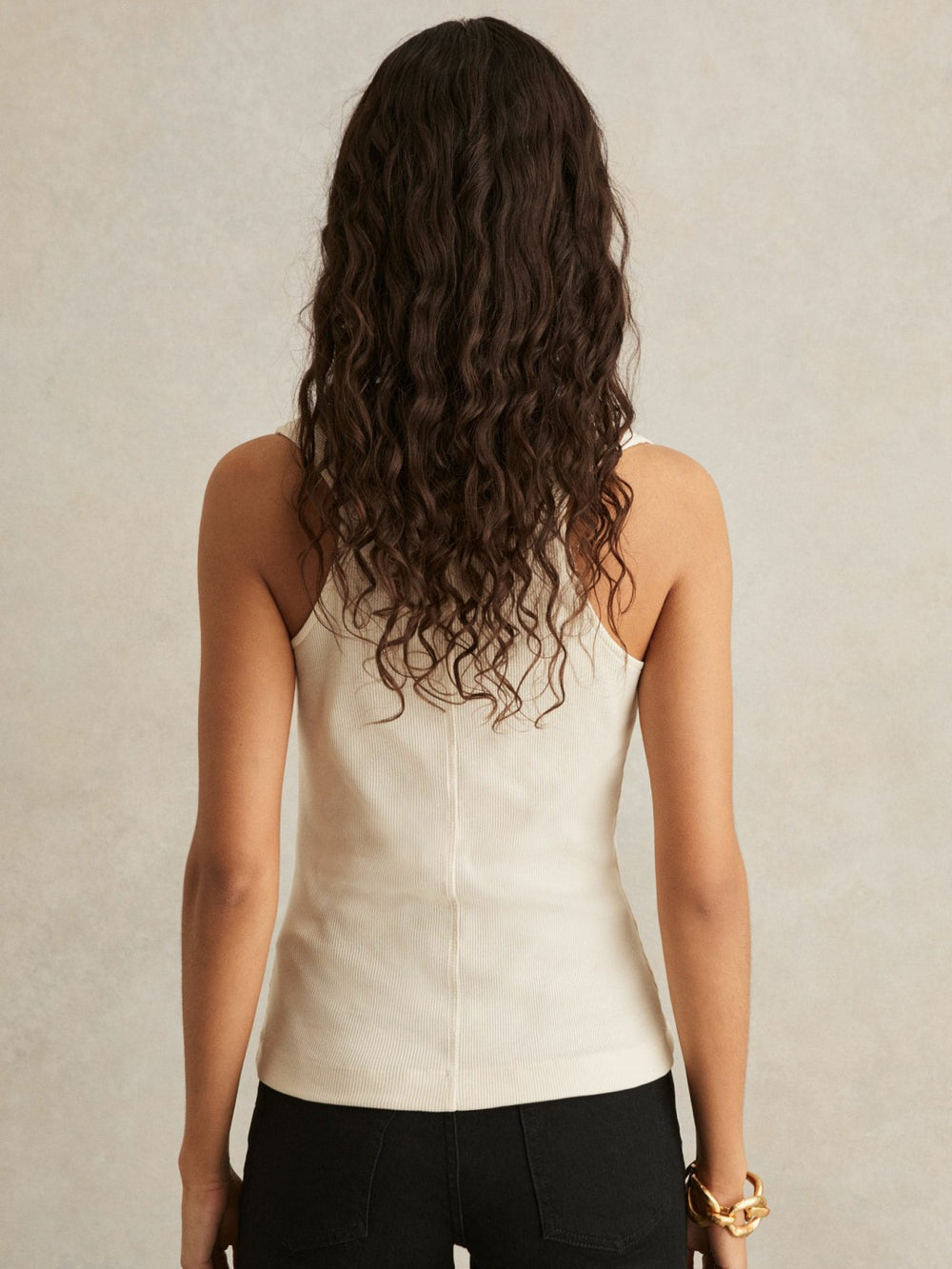 Reiss | Ribbed Cowl-Neck Vest in Ivory